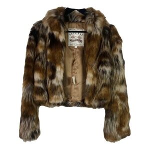 Spell Faux Fur Jacket in Brown and Cream